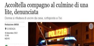 Ha accoltellato il compagno al culmine di una lite e poi si è chiusa in casa, uscendo solo dopo una lunga opera di mediazione con la polizia ed i medici