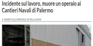 Un operaio è morto ai cantieri navali di Palermo: l’incidente si è verificato ieri pomeriggio nell’impianto di Fincantieri