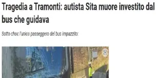 Terribile tragedia nel primo pomeriggio del 23 dicembre 2022…, a Tramonti dove ha perso la vita un autista della Sita investito dal bus che poco prima aveva parcheggiato a bordo strada