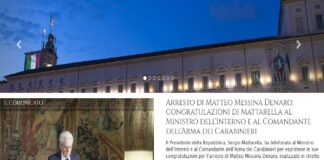 Il Presidente della Repubblica, Sergio Mattarella, ha telefonato al Ministro dell’Interno e al Comandante dell’Arma dei Carabinieri per esprimere le sue congratulazioni per l’arresto di Matteo Messina Denaro
