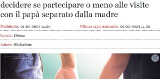 “Abbiamo accolto la notizia con un senso di liberazione, questa sentenza ci dà respiro”: con queste parole Cinzia (nome di fantasia) ha accolto la sentenza del Tribunale di Ivrea che autorizza gli incontri fra suo figlio Paolo (nome di fantasia) e il padre “ad esclusivo gradimento del minore”