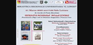 Martedì 21 marzo 2023, alle ore 17, la Biblioteca Regionale di Messina attende presso la Sala Lettura, utenti abituali e nuovi per uno stimolante momento culturale in occasione della Giornata Mondiale della Poesia