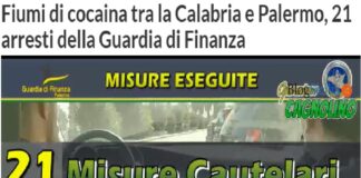 La cocaina veniva stoccata in Calabria e attraverso una rete di corrieri arrivava in Sicilia: i finanzieri del comando provinciale di Palermo hanno eseguito un’ordinanza cautelare in carcere emessa dal gip su richiesta della Dda, diretta dal procuratore Maurizio de Lucia, nei confronti di 21 persone accusate a vario titolo, per i reati di associazione per delinquere finalizzata al traffico e spaccio di sostanze stupefacenti