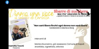 Contro l’indifferenza, contro chi non è intervenuto ad aiutare Monica Bizaj a terra pestata da 5 uomini: questa sera ore 21 online su fb ‘Sbarre di Zucchero’…, quando il carcere è donna in un mondo di uomini