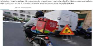 Un rider di Just Eat domenica sera è stato vittima di uno spiacevole e alquanto grave episodio che si è verificato nel centro di Messina, è stato aggredito per un ordine annullato ad una rider per via di indicazioni errate da parte del cliente