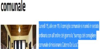 Lunedì 15, alle ore 19, il consiglio comunale si riunirà in seduta ordinaria