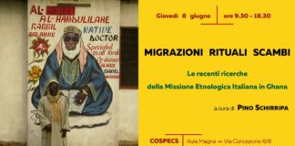Oggi…, giovedì 8 giugno, presso l’Aula Magna del Dipartimento COSPECS dell’Università di Messina, dalle 9.30 alle 18.30, si è tenuta la Giornata di studi sulla Missione Etnologica Italiana in Ghana organizzata dal Laboratorio di Antropologia Sociale