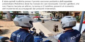 Sta bene la bimba di 19 mesi che gli agenti delle Volanti, impegnati nel controllo del territorio, hanno soccorso lo scorso 27 giugno presso un bar del centro città a Messina