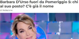 “Canale 5 e Barbara D’Urso hanno concordato che dalla prossima stagione l’artista non condurrà più Pomeriggio 5″