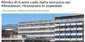 Un bambino di 6 anni è accidentalmente caduto dalla terrazza di un palazzo di via Tomasi di Lampedusa, a Villafranca Tirrena, in provincia di Messina