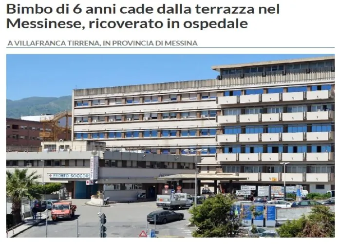 CADUTA ACCIDENTALE BAMBINO VILLAFRANCA TIRRENA