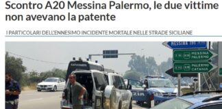 Emergono particolari sul terribile scontro avvenuto sulla A20 Palermo Messina con due vittime: le persone decedute nell’incidente che ha coinvolto tre auto, nei pressi della Galleria Telegrafo, sono Maurizio Costanzo, 30 anni di Messina, e Fabio Materia, 46 anni, di Barcellona Pozzo di Gotto