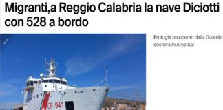 E’arrivata nel porto di Reggio Calabria la nave Diciotti della Guardia costiera con a bordo 528 migranti recuperati in Area Sar e direttamente portati nello scalo della città calabrese dello Stretto