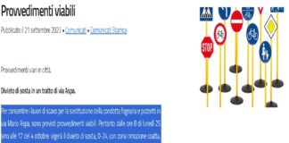 Per consentire i lavori di scavo per la sostituzione della condotta fognaria e pozzetti in via Mario Aspa, sono previsti provvedimenti viabili