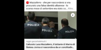 Il latitante Luca Mazzaferro trovato all’interno di un appartamento di Gravere (TO), in Val di Susa: Mazzaferro, 46enne di Marina di Gioiosa Jonica, è stato localizzato e tratto in arresto dalla Polizia di Stato ieri mattina