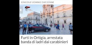 I carabinieri di Ortigia hanno arrestato due uomini e due donne, tutti siracusani con precedenti penali, poco dopo aver compiuto un furto in un ristorante in piazzetta San Rocco, in Ortigia, il centro storico di Siracusa