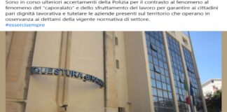 Nell’ambito di accurati servizi predisposti dal Questore Dr. Vincenzo Trombadore, finalizzati al controllo e contrasto del reato di sfruttamento dell’attività lavorativa, nei giorni scorsi personale della Squadra Mobile ha effettuato delle verifiche presso un’azienda agricola di Ragusa, operante nel settore della coltivazione di ortaggi in serra, denunciando all’Autorità Giudiziaria il titolare, un uomo di 25 anni
