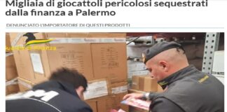 Oltre 2 mila giocattoli cinesi sono stati sequestrati al porto di Palermo dai militari della Guardia di finanza e dai funzionari delle dogane