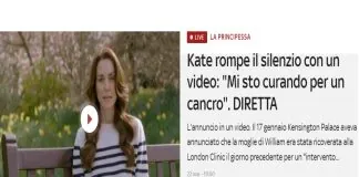 La principessa Kate ha il cancro: ad annunciarlo è stata la stessa Kate, in un video