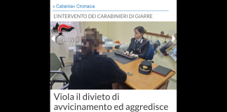 I carabinieri del nucleo radiomobile della compagnia di Giarre hanno arrestato in flagranza di un 18enne perché responsabile dei reati di violazione dei provvedimenti di allontanamento dalla casa familiare e di divieto di avvicinamento ai luoghi frequentati dalla persona offesa, nonché resistenza a pubblico ufficiale