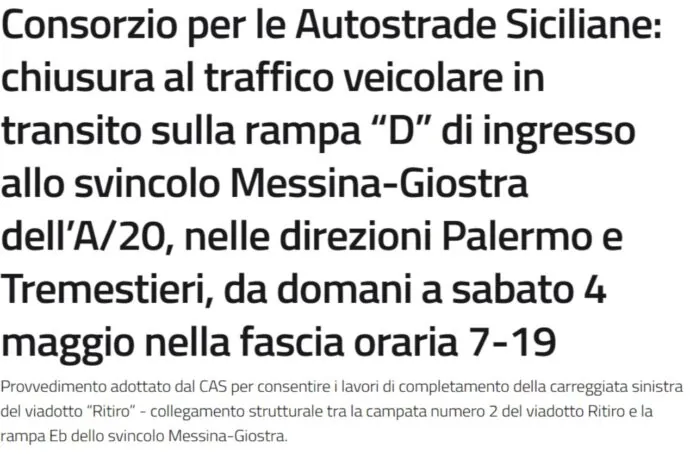 CHIUSURA SVINCOLO