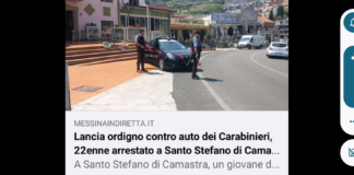A Santo Stefano di Camastra, un giovane di 22 anni ha lanciato un ordigno rudimentale contro un’auto dei Carabinieri proprio mentre due militari stavano salendo a bordo