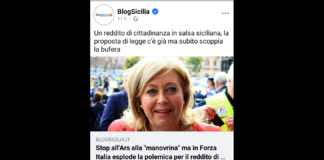 All’interno di Forza Italia e nel centro destra in Sicilia, in questi giorni vi è spazio per varie polemiche per l’iniziativa di Luisa Lantieri, che in un disegno di legge aveva chiesto l’introduzione di una sorta di reddito di cittadinanza in salsa siciliana