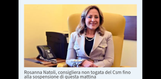 Sospesa dal Csm Rosanna Natoli, la consigliera laica in quota Fratelli d’Italia finita al centro dello scandalo del salvataggio pilotato della giudice catanese Maria Fascetto Sivillo e indagata dalla procura di Roma per violazione di segreto d’ufficio e abuso d’ufficio