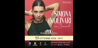 La cantante Simona Molinari, sarà in concerto il 25 ottobre 2024 alle ore 21.00 presso il Teatro Vittorio Emanuele di Messina (www.teatrovittorioemanuele.it)