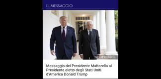 Il Presidente della Repubblica, Sergio Mattarella ha inviato al Presidente eletto degli Stati Uniti d’America, Donald Trump, un messaggio augurale