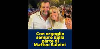 “In questa giornata importante fieramente a sostegno di Matteo Salvini che ha avuto il coraggio e la forza di difendere i confini italiani e combattere l’immigrazione clandestina”