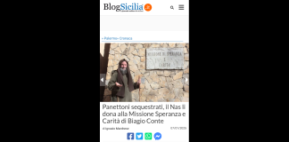 I carabinieri del Nucleo antisofisticazioni e sanità di Palermo hanno consegnato alla “Missione di Speranza e Carità”, fondata da fratel Biagio Conte, 30 panettoni sequestrati durante lo scorso mese di dicembre nel capoluogo