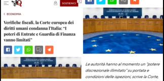 “Agenzia delle Entrare e Guardia di Finanza purtroppo per loro sono state sanzionate punite e schifate per i loro metodi di me… dalla CORTE EUROPEA DEI DIRITTI UMANI, capite? DEI DIRITTI UMANI, ‘POTERE DISCREZIONALE ILLIMITATO’ questa è l’accusa”