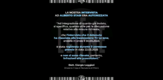 “Come riportano notizie stampa, la sostituta pg Valeria Marino ha chiesto il rigetto dell’istanza di semilibertà avanzata da Alberto Stasi: La Marino ha chiesto un rinvio del procedimento per valutare le circostanze dell’ultima intervista che Stasi ha rilasciato alla nostra trasmissione… secondo lei infatti sarebbe stata rilasciata senza autorizzazione”