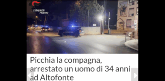 I carabinieri della Compagnia di Monreale hanno arrestato un uomo di 34 anni di Altofonte accusato di avere picchiato la compagna di 33 anni