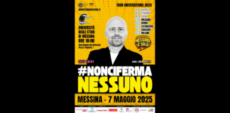 Il tour motivazionale ideato da Luca Abete #NonCiFermaNessuno torna a Messina: l’appuntamento è previsto per mercoledì 7 maggio, alle ore 10.00, presso l’Aula Magna del Rettorato dell’Università degli Studi di Messina – Piazza Pugliatti, 1