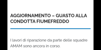 I lavori di riparazione da parte delle squadre AMAM sono ancora in corso