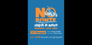 Alle ore 18.00 di venerdi 27 giugno, a ‘Casa Cariddi’ nei locali dell’ex posta di Torre Faro a Messina, si terrà l’incontro (“Diritti in gioco: espropri, cosa fare?”), inerente l’attuale fase connessa alle vicende del ponte sullo Stretto