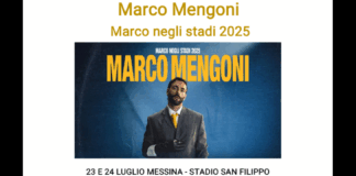 È finita l’attesa: Marco Mengoni arriva in Sicilia con il suo tour Marco negli stadi 2025 che dà appuntamento ai fan con due date dello show allo Stadio San Filippo – Franco Scoglio di Messina oggi 23 luglio e giovedì 24 luglio (data sold out)