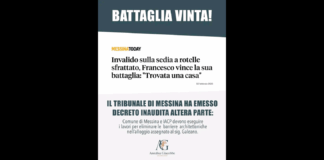 “Sono veramente molto felice che il Tribunale di Messina abbia accolto il ricorso che abbiamo presentato pochi giorni fa in nome e per conto del nostro assistito, il sig. Galeano, invalido al 100%, su sedia a rotelle e affetto da gravi condizioni di salute (amputazione bilaterale degli arti inferiori), che negli scorsi mesi era stato assegnatario di un alloggio ERP, con bagni inaccessibili per una persona in sedia a rotelle”