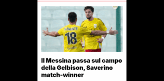 Un gol di Saverino su assist di Toure in avvio di ripresa consente al Messina di sbancare per 0-1 il terreno della Gelbison