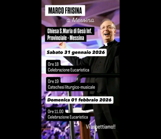 Sabato 31 gennaio 2026 alle ore 18.00, mons. Marco Frisina sarà ospite dei Missionari del Preziosissimo Sangue della Parrocchia di S. Maria di Gesù inferiore di Provinciale a Messina
