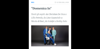 Nella nuova puntata di “Domenica In”, in onda oggi, Domenica 1° febbraio, dalle 14 alle 17,10 su Rai1, condotta da Mara Venier affiancata da Tommaso Cerno, Teo Mammucari ed Enzo Miccio, in diretta dagli Studi Fabrizio Frizzi di Roma… un pomeriggio ricco di ospiti