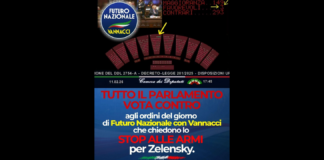 “Tutti votano contro agli Ordini del Giorno di ‘Futuro Nazionale’, contro l’invio di Armi all’Ucraina”