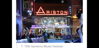 Il direttore artistico di Sanremo Carlo Conti alla conferenza stampa al Festival a Sanremo dà l’ordine di uscita dei cantanti nella prima serata