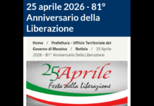 Nella giornata di oggi, sabato 25 aprile, in occasione della ricorrenza dell’81° Anniversario della Liberazione, nella Piazza Unione Europea di questo Capoluogo (Messina), alle ore 10:00, avrà luogo una cerimonia commemorativa nel corso della quale si procederà alla deposizione di due corone d’alloro presso il Monumento ai Caduti