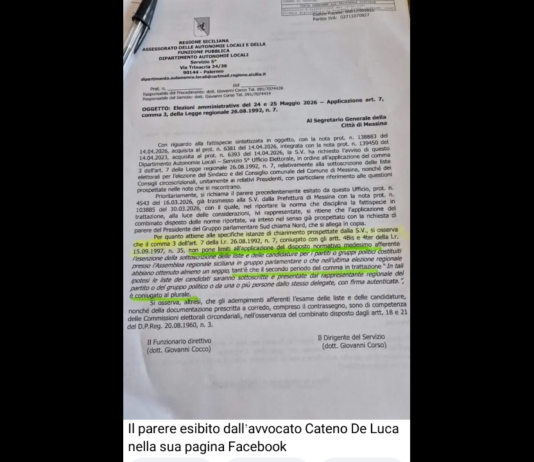 “La spinosa questione delle firme per la presentazione delle liste elettorali, a margine della L.R. 26 agosto 1992 n.7 art. 7 comma 3, non può essere delegata ad una valutazione che è a discrezione di un funzionario e di un dirigente dell’Assessorato regionale delle Autonomie Locali e della Funzione Pubblica (come dalla pec sbandierata dall’avv. Cateno De Luca in un suo Post e che pubblico)”