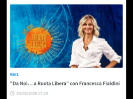 Domenica 10 maggio, è iniziato alle 17.20 su Rai1, l’appuntamento con Francesca Fialdini e “Da Noi… a Ruota Libera”, il programma realizzato dai membri della Direzione Intrattenimento Day Time in collaborazione con i responsabili di Endemol Shine Italy