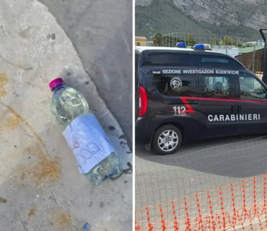 “Stamattina diversi lidi di Isola delle Femmine (PA), punto non distante dalla spiaggia di Mondello in cui insiste lo stesso mandamento mafioso, si sono svegliati con bottigliette di benzina con un foglio con su scritto ‘5.000’ euro”