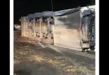 Intorno alle 3.30 scorse, si è verificato un grave incidente stradale con feriti sull’autostrada A18 Messina-Catania: un autoarticolato che viaggiava in direzione Messina ha perso il controllo al km 41, all’altezza dell’uscita di Giardini Naxos, ed ha compiuto un salto di carreggiata finendo per ribaltandosi su quella opposta in direzione Catania dove in quel momento transitava un’autovettura, una Fiat 500, che è stata travolta capovolgendosi su un fianco